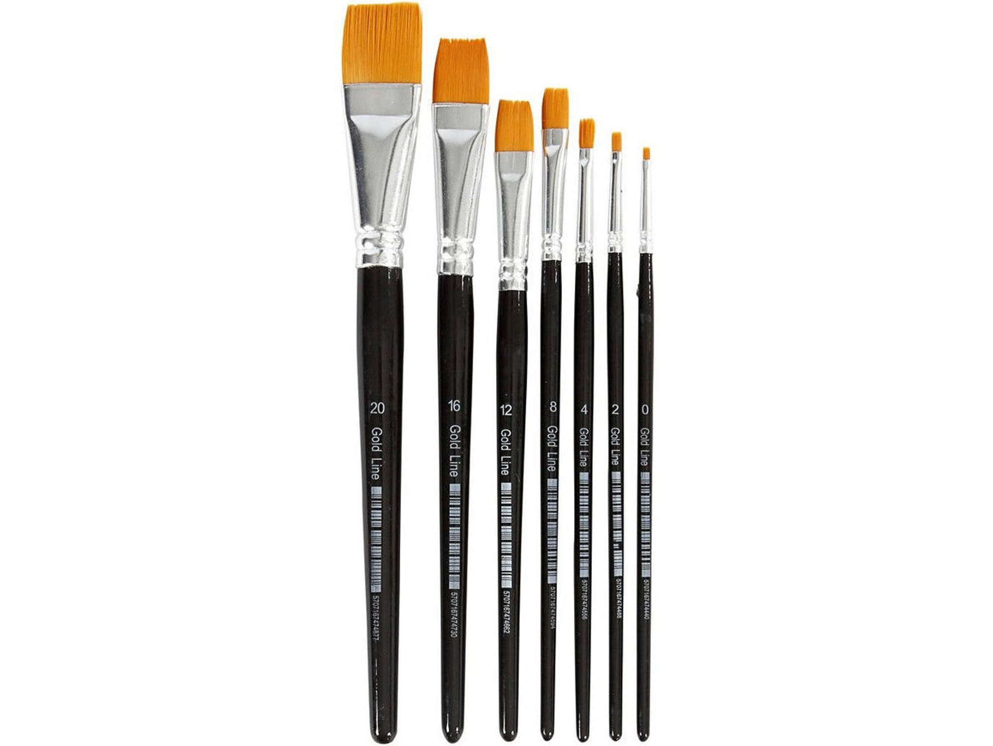 Conjunto de 7 Pinceles CREATIV COMPANY 10247 (Negro - Pincel plano - Nylon)
