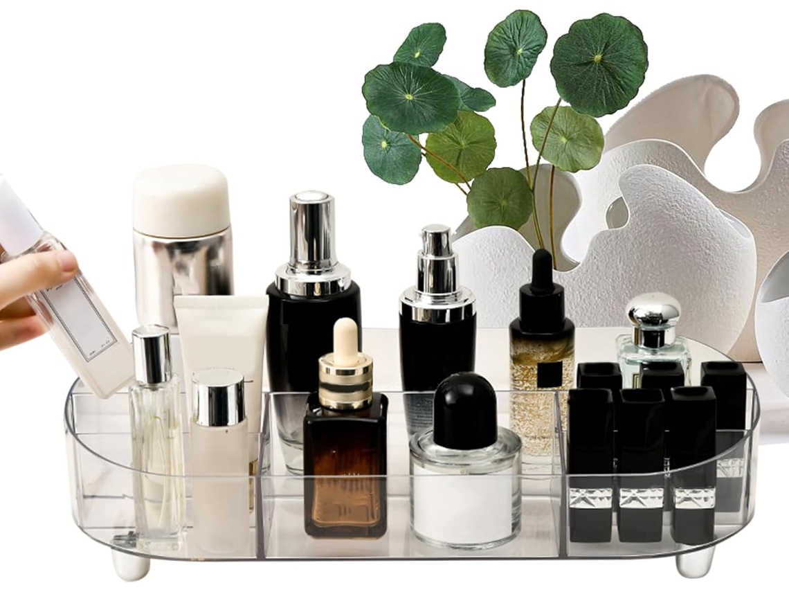 Organizador De Maquillaje Para Tocador, Transparente De Gran Capacidad, Soporte De Maquillaje De Escritorio