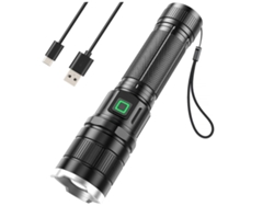 Linterna LED portátil Yizhood de 6000 lúmenes, 3 modos de zoom, IP65, color negro