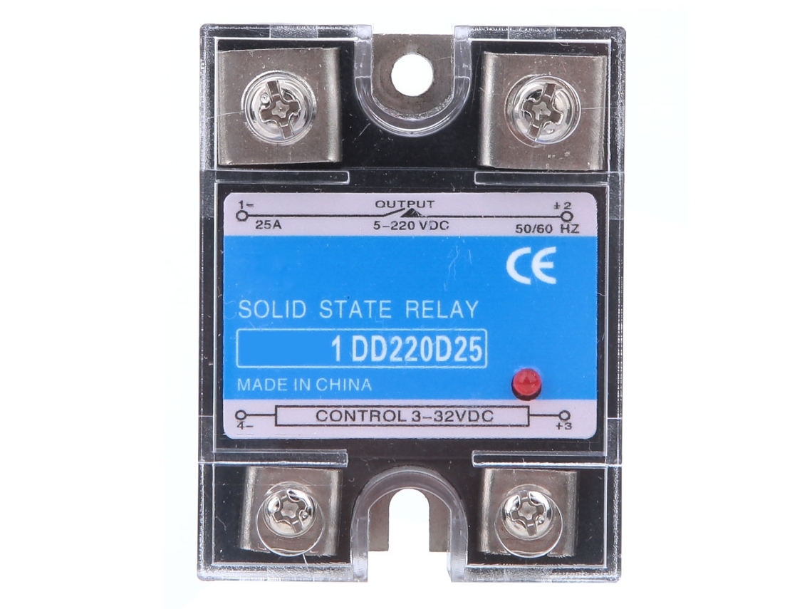Relé De Estado Sólido (ssr) Cc-cc Entrada 3-32 V Cc Salida 5-220 V Cc Control 25 A