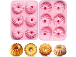 Mini Moldes De Silicone Para Bolos Bounter - 2 Conjuntos - Rosa