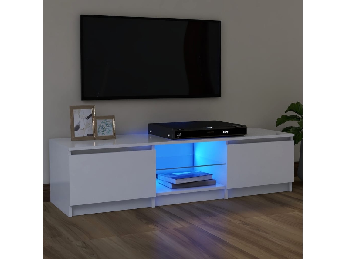 Mueble de Armario Tv con Luces Led 120X30X35,5 Cm Blanco