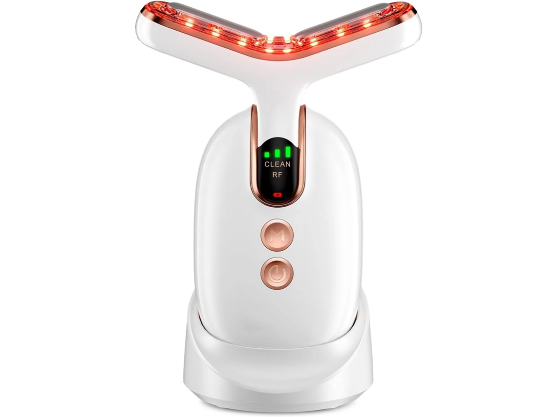Dispositivo de belleza para cara y cuello, masajeador facial multifuncional, masajeador facial recargable para uso en casa, con tres modos y tres CHRONUS