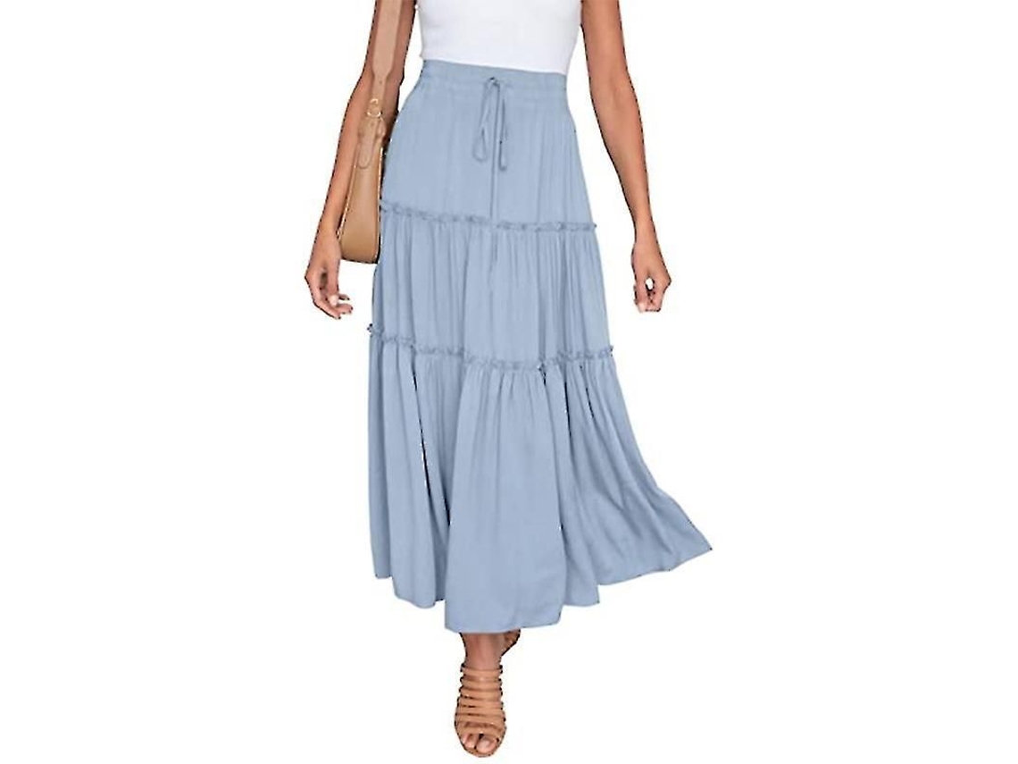 2026-falda Plisada Boho De Verano Para Mujer Asimétrica Midi Casual Color Sólido