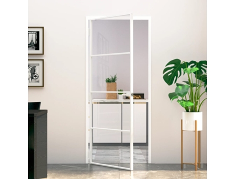 Puerta de interior vidrio templado y aluminio blanco 83x201,5cm VIDAXL