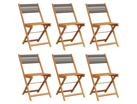 Conjunto 6 Silla De Jardín VIDAXL Gris Madera