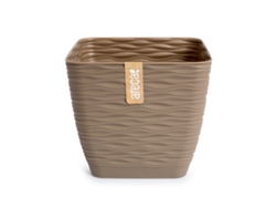 ARECA Wind - Maceta Decorativa Cuadrada 17 cm con Plato Integrado Taupe