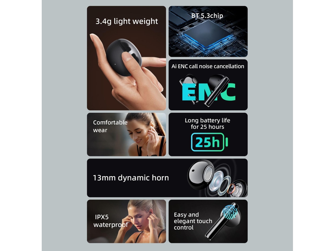 Auriculares Inalámbricos Mibro Earbuds 2 Bt 5.3: Ligeros, Con Certificación Ipx5, Cancelación De Ruido Y Sonido Estéreo.