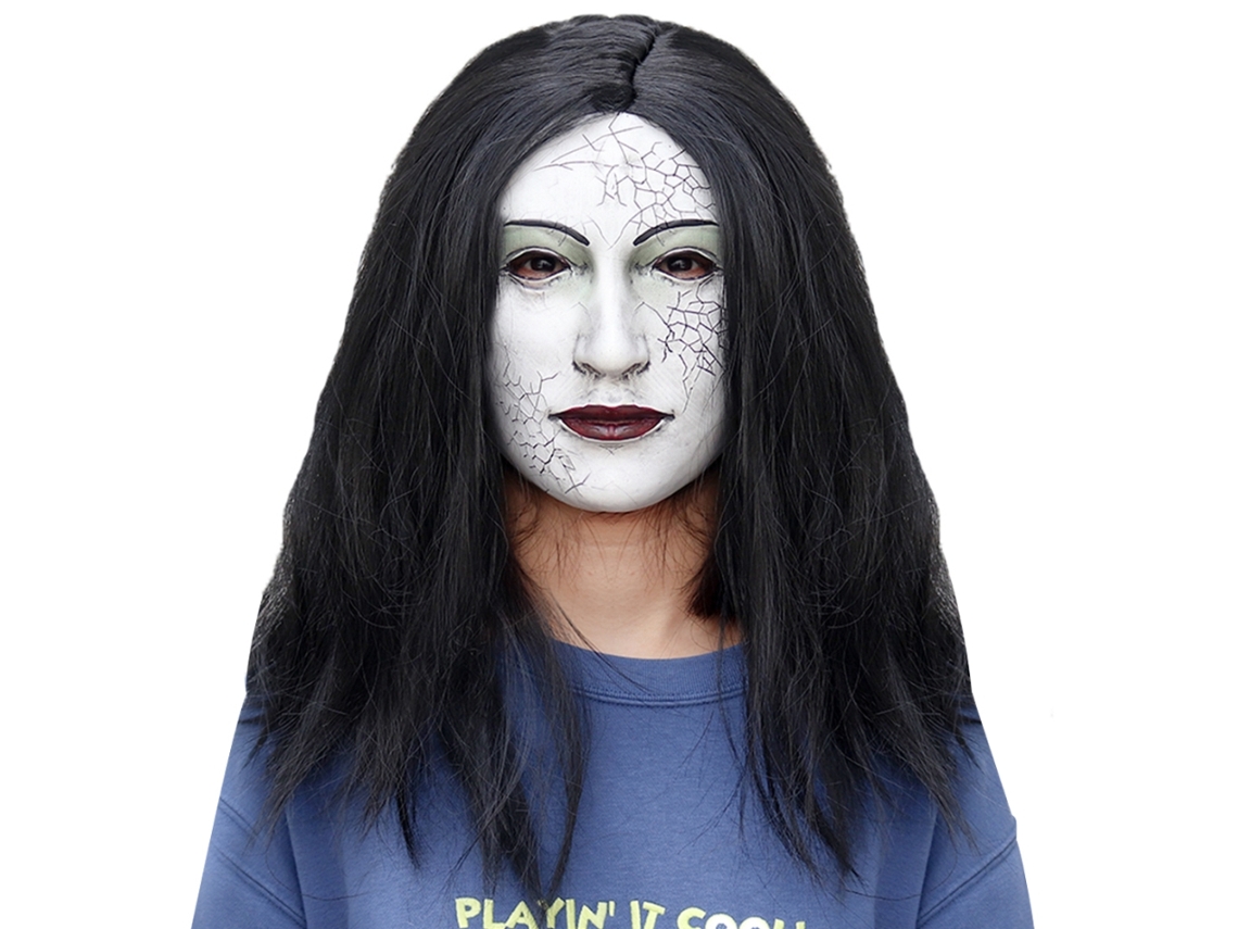 Máscara De Mujer Aterradora Con Cabello Largo Para Fiestas De Halloween Y Cosplay.
