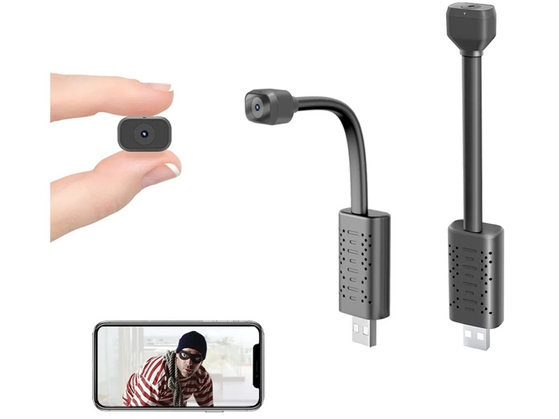 Mini cámara de seguridad HD 1080P con visión nocturna, detección de movimiento y visión remota. Compatible con Android/iOS y PC. Color negro. Yizhood.