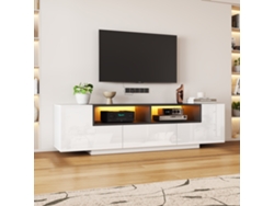 Mueble Para Tv De 180x40x48cm Con Led, Cajones En Forma De L, Color Blanco Y Negro, Hasta 75 Pulgadas.