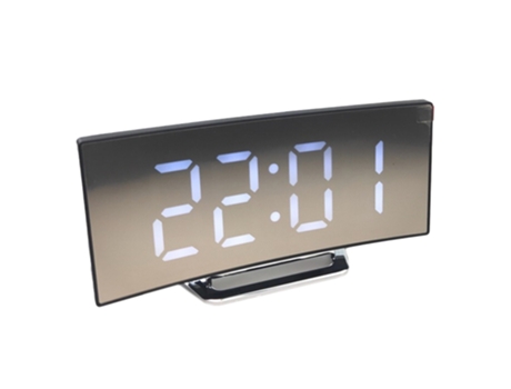 Reloj electrónico de pantalla curva creativa reloj de espejo LED de pantalla grande despertador silencioso ELKUAIE