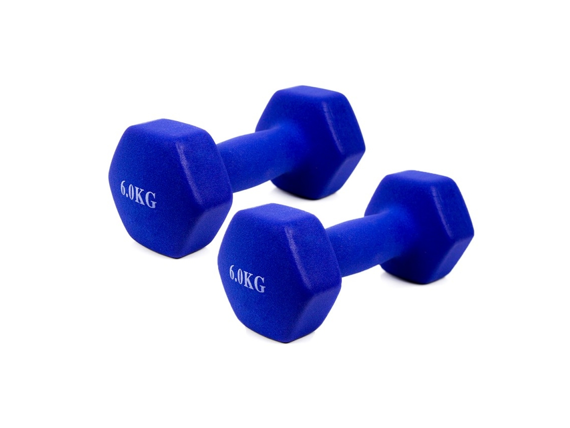 Conjunto de 2 Mancuernas Pesas De 6Kg Acero Cubierta En Vinilo Suave Y Antideslizante Ejercicio En Casa, Gimnasia, Musculación. Color Azul COSHANO