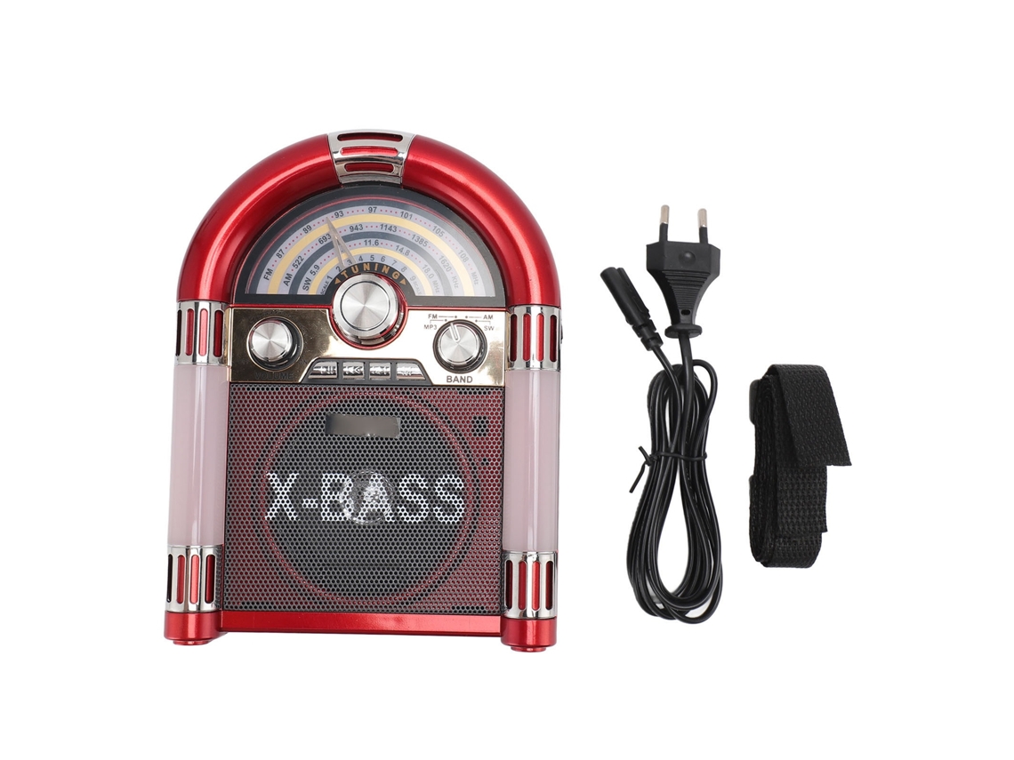 Altavoz Bluetooth Con Radio Am/fm/sw, Estilo Retro, Recargable, Tarjeta Usb, Unidad De Cd/dvd, Color Rojo, Enchufe Europeo.