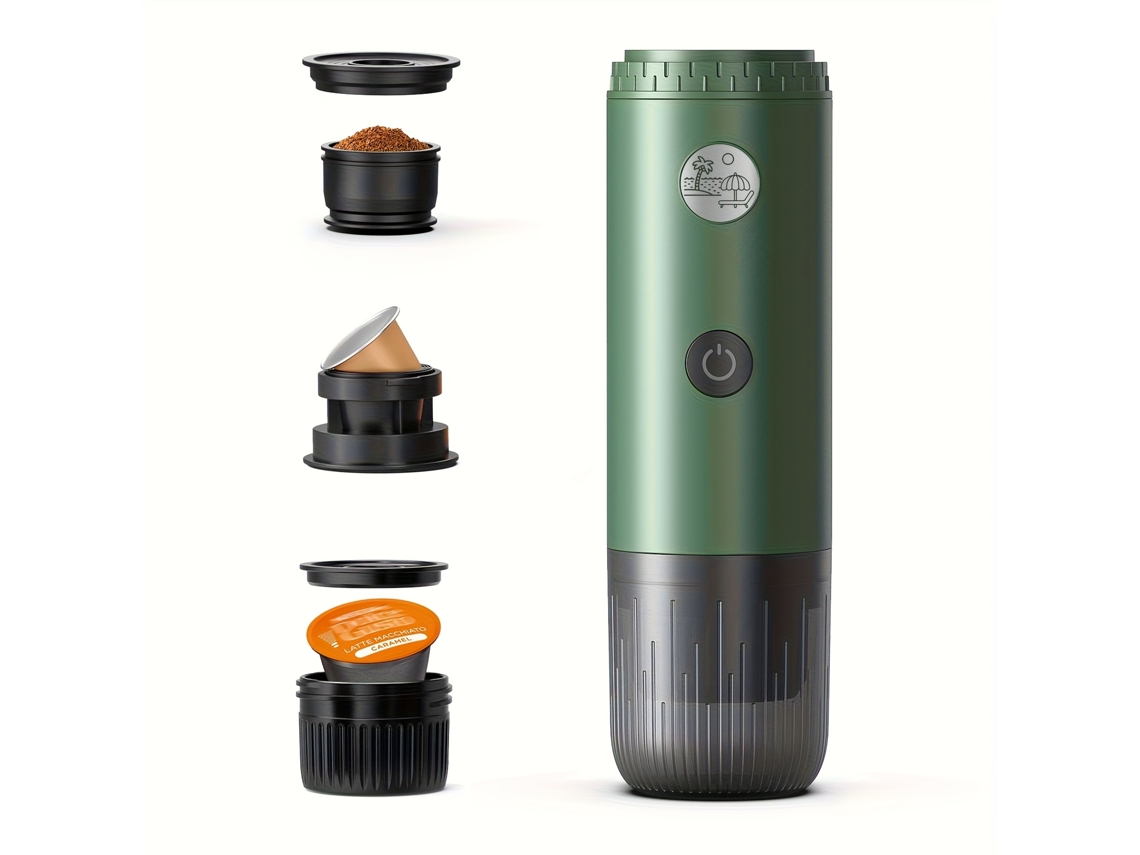 Cafetera expreso eléctrica portátil Eifson, 3 en 1 para café molido, cápsulas NS y DG (verde)