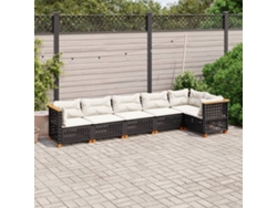 Conjunto de sofá de jardín de 6 piezas con cojines, mimbre sintético negro, DKD Home Decor