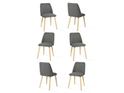 Sillas De Comedor Goeurvant 421(pack De 6, Gris, Tela)