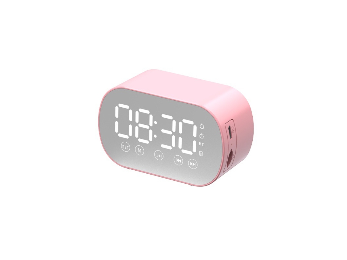 Altavoz Bluetooth inalámbrico Yuysan, despertador, audio compatible con reproducción de tarjetas S15, color rosa