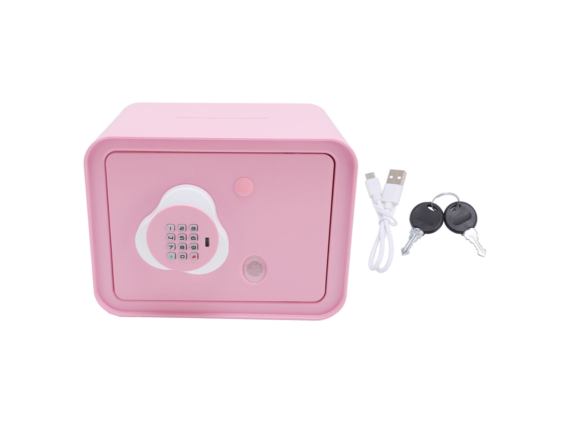 2026-caja De Ahorros Multifuncional Para Niños Con Huella Digital, Auto Scroll Y Gran Capacidad Rosa