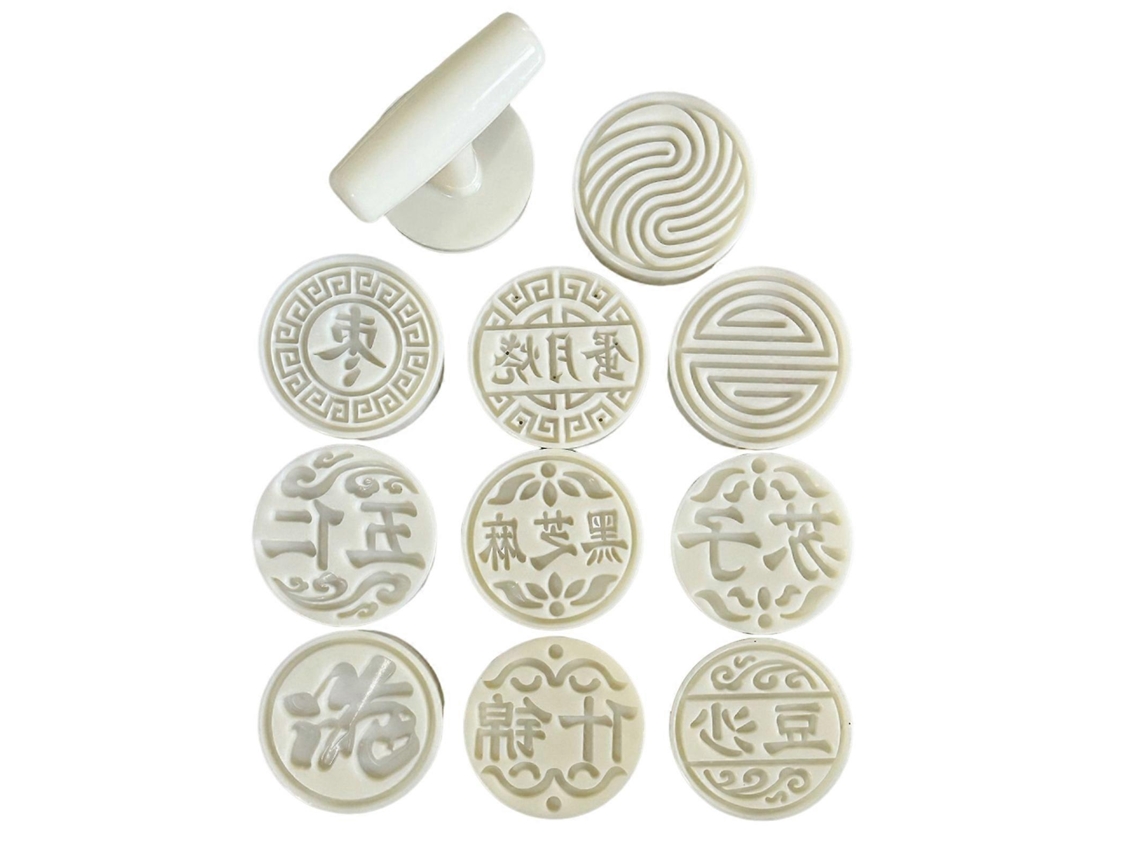 Moldes redondos 3D para pastel de luna con sello para galletas, herramienta de repostería artesanal para el Festival del Medio Otoño