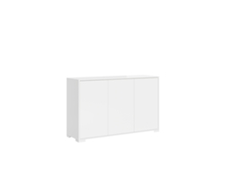 Aparador Lumina de 3 puertas, 130x40x83 cm, blanco brillante