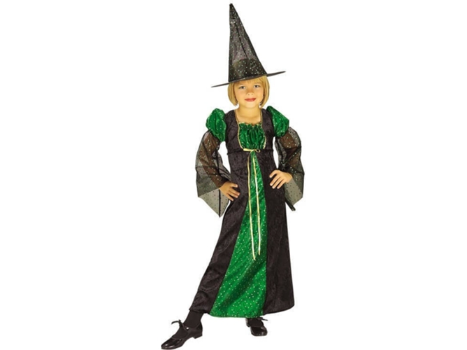 Disfraz de Niña DISFRAZZES Bruja Negro Y Verde (Talla: 8 a 10 años)