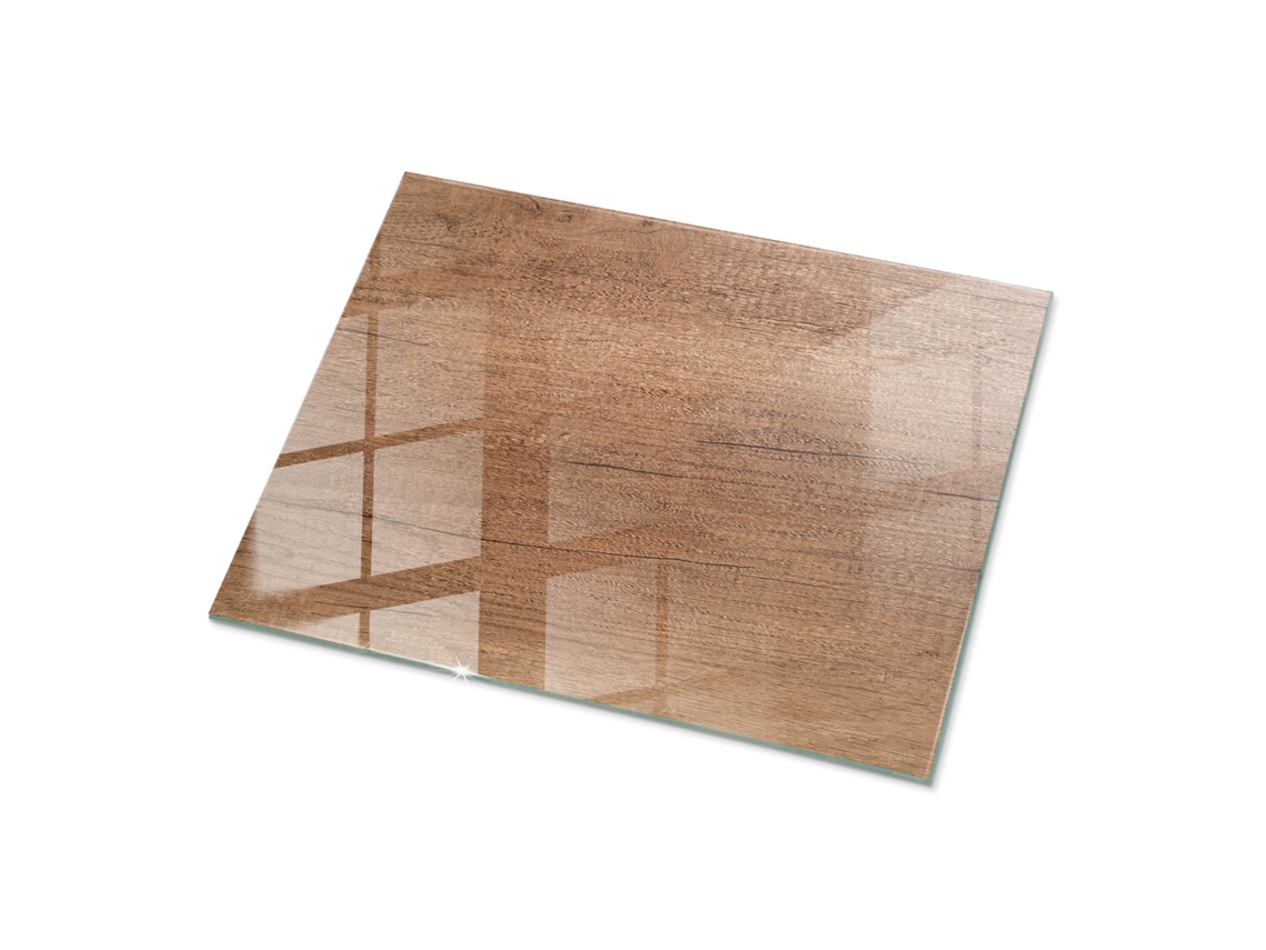 Tablero de mesa rectangular de cristal Espelharte (80 x 60 cm - Diseño de madera natural - Marrón)