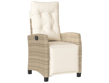 Sillón reclinable de jardín VIDAXL con reposapiés ratán PE beige