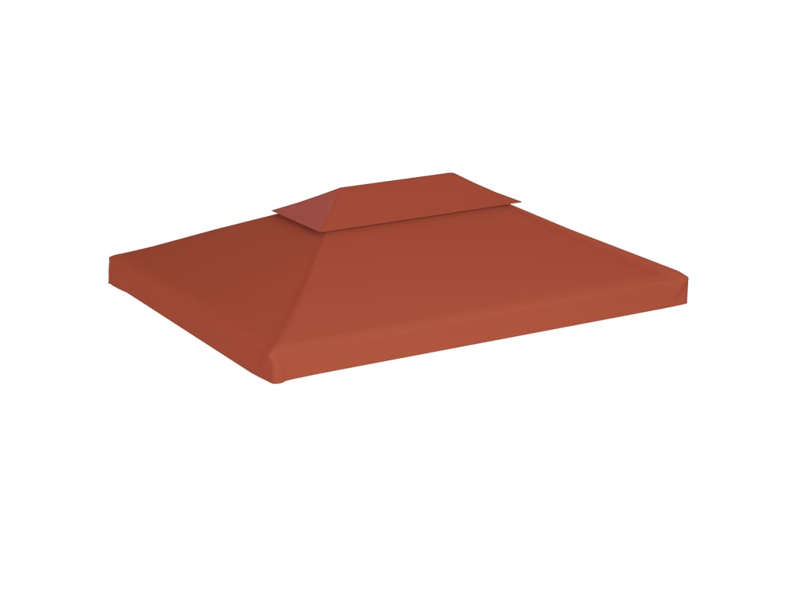 Gazebo de dos niveles, 310 g/m², 4 x 3 m, terracota, Wsd965462, Lovely Home
