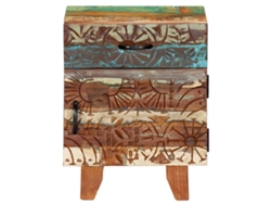 Maison Exclusive - Mesita De Noche Tallada A Mano Madera Reciclada 40x30x50 Cm