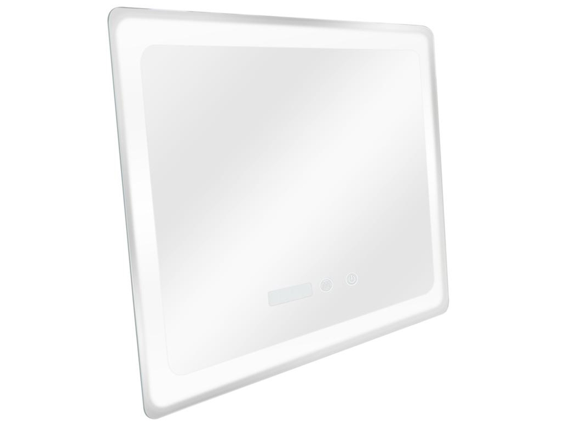 Espejo de pared con LED Casoli para baño antivaho reloj aluminio cristal 60 x 80 x 3,5 cm Plateado PRO.TEC