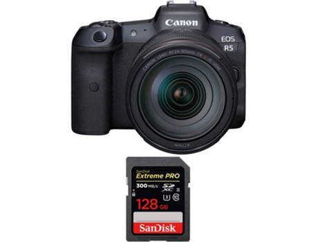 Kit Cámara Mirrorless, Objectivo y Tarjeta de Memória CANON EOS R5 (45 MP - Sensor: Full Frame - ISO: 100 a 51200)