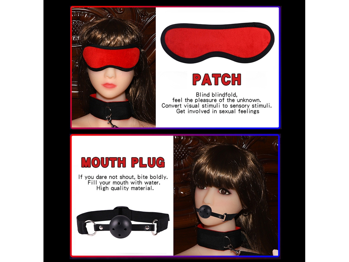 Juego Para Adultos Bdsm 11 Piezas: Esclavitud, Esposas, Grilletes, Látigo, Collar, Venda Ocular, Bozal, Pinzas Para Pezones