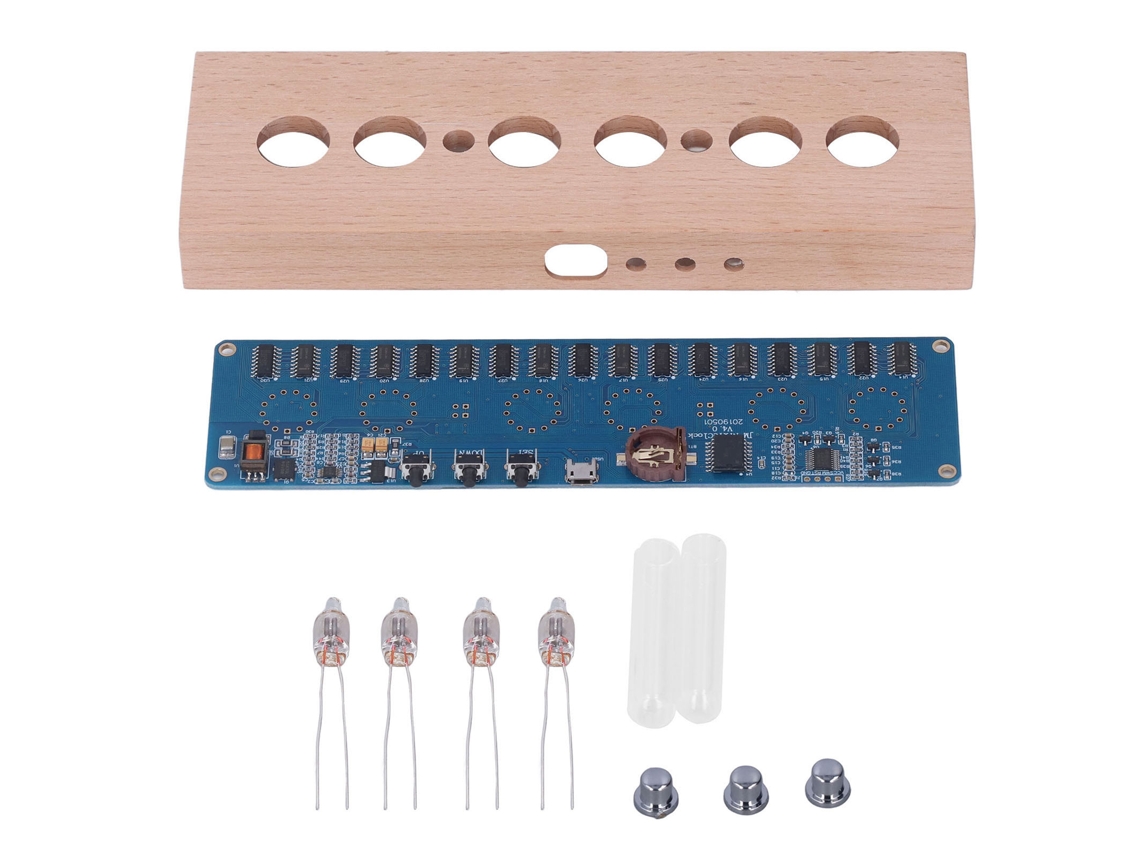 Kit De Reloj De Tubo Luminoso In14 Para Armar Tú Mismo Con Cubierta De Madera De Faisán, Módulo De Lámpara E Interfaz Usb De 5 V.