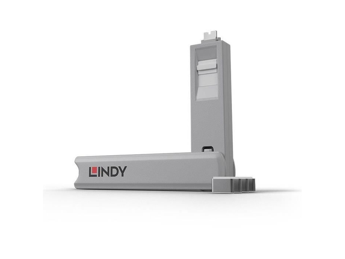 LINDY Kit de cerradura de puerto USB tipo C con llave y 4 cerraduras Blanco