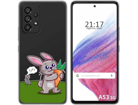 Carcasa para Samsung Galaxy A53 5G TUMUNDOSMARTPHONE Dibujos Transparente Conejo Multicolor