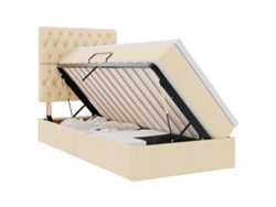 Vidaxl Cama De Almacenamiento Led Con Colchón Crema 90 X 200 Cm Tela