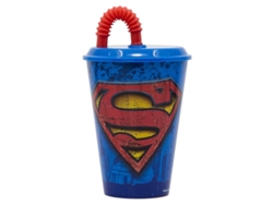 Vaso 430 Ml Con Tapa Y Pajita Superman