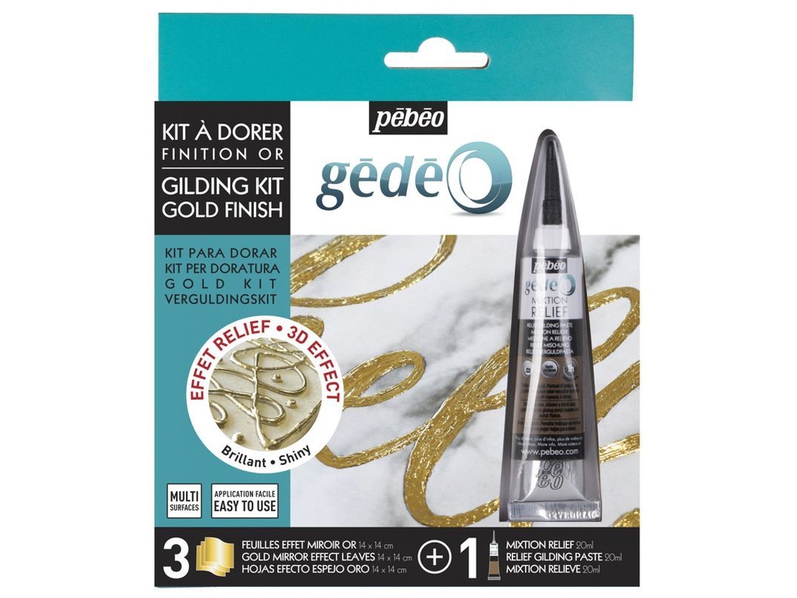 Kit de dorado - 3 láminas de espejo y mezcla de 20 ml - Acabado dorado