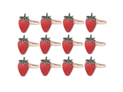 12 Servilleteros Con Diseño De Fresa, Serie Frutas Sencillas, Material Metálico, 33 Mm De Diámetro.