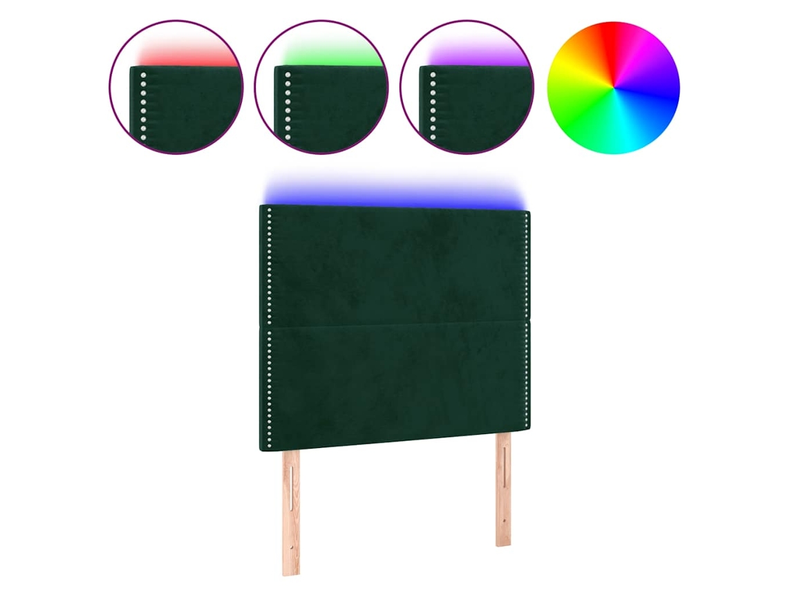 Maison Exclusive - Cabecero Con Luces Led Terciopelo Verde Oscuro 100x5x118/128 Cm