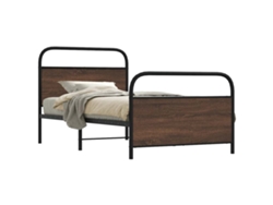 Estructura De Cama Sin Colchón 107x203 Cm Madera Marrón Roble