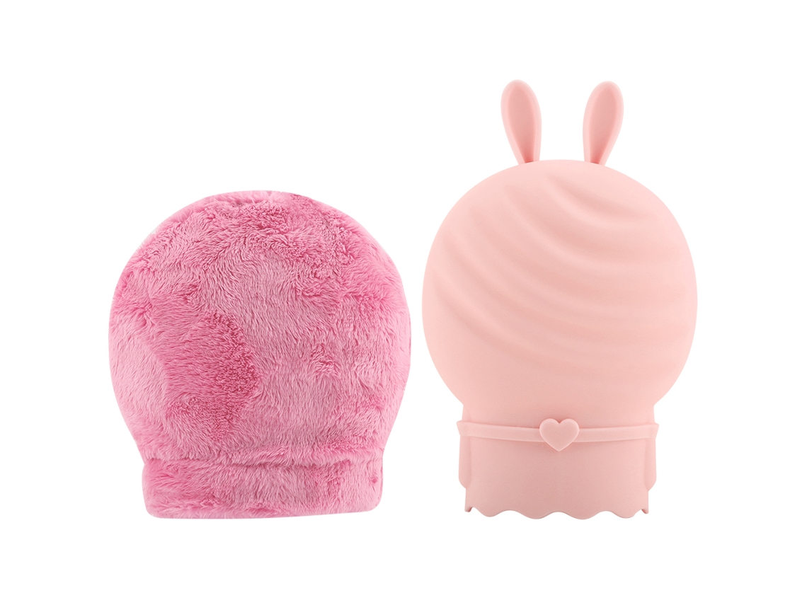 KOFIHETY Bolsa de Agua Caliente de Silicona para Microondas con Funda de Felpa - Mano Decorativa Rosa