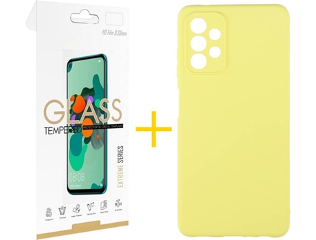 Kit Funda + Protector de Pantalla Samsung A32 5G SKYHE Cristal Templado 4720 Amarillo