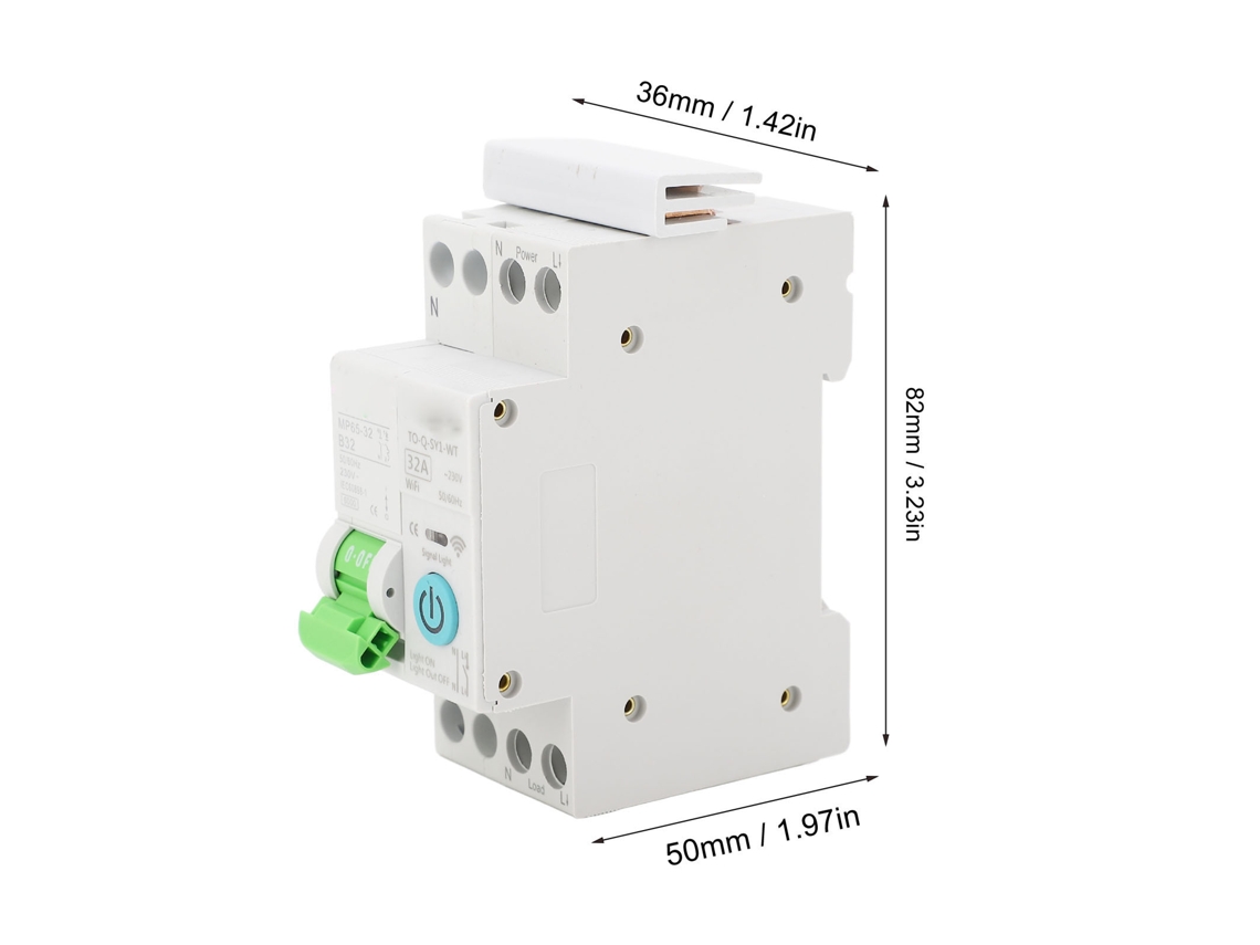2026dz-Interruptor automático Wifi 1p+n 32a 6ka Interruptor temporizador Control remoto MCB Lar