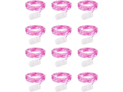 Paquete Con 12 Luces De Hada Led Por Batería 6 5 Pies 20led Hilo Plateado Impermeable Para Manualidades Hazlo Tú Fiesta De Navidad Gusshious Rosa