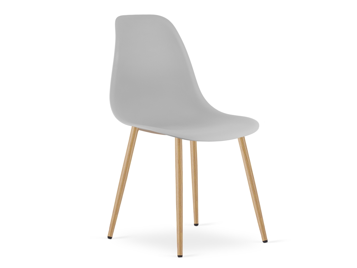 Silla De Comedor Kaleo Asiento Gris, Piernas Naturales, Asiento Ergonómico, Patas Niveladoras Ajustables
