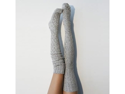 Calcetines Por Encima De La Rodilla, Calcetines De Punto Cálidos Hasta La Rodilla, Medias Suaves De Invierno (gris Claro) Cuich
