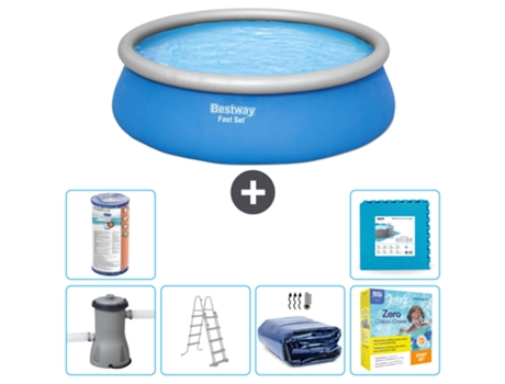 Piscina Hinchable Redonda Fast Set BESTWAY - 457 x 122 cm - Azul - Incluida Bomba - Escalera Accesorios CB26