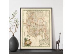NACNIC Pósters Vintage Mapa De China Por Misionarios Jesuitas Ilustraciones De Antiguos Mapamundis En Tonos Sepia Tamaño A3 Con Marco Color Madera